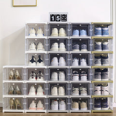 6pcs Foldable Shoe Storage Box Portable Stackable Shelf for Closet Bed