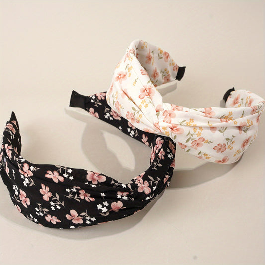 2pcs Knotted Hair Hoop Cross Floral Hairpin Head Hoop Headwear