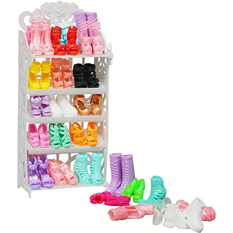 11.5 Inch Doll Shoe Collection - 10 Pairs of High Heel Boots, Sandals, and More
