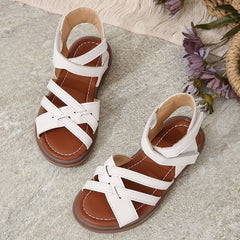 Girls' Solid Open Toe Sandals Lightweight Breathable Beach Summer Shoes
