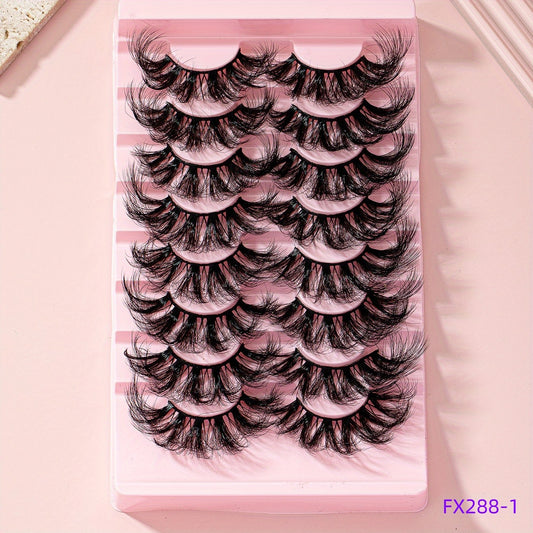 8 Pairs 25mm Cat Eye Faux Mink Lashes 9D Wispy Dramatic Thick Volume Makeup Tool