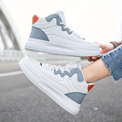 Women's Patchwork Thick Bottom Skate Shoes Waterproof Lace Up Travel Shoes