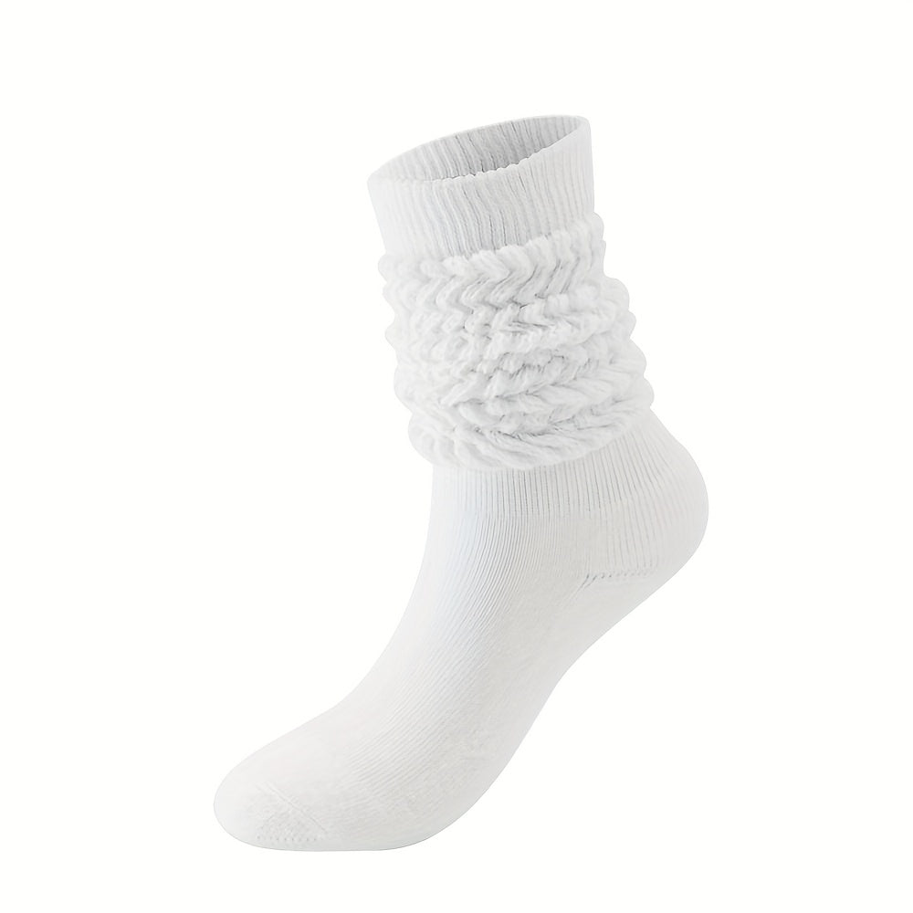 Solid Calf Socks Warm Knee High Women's Stockings