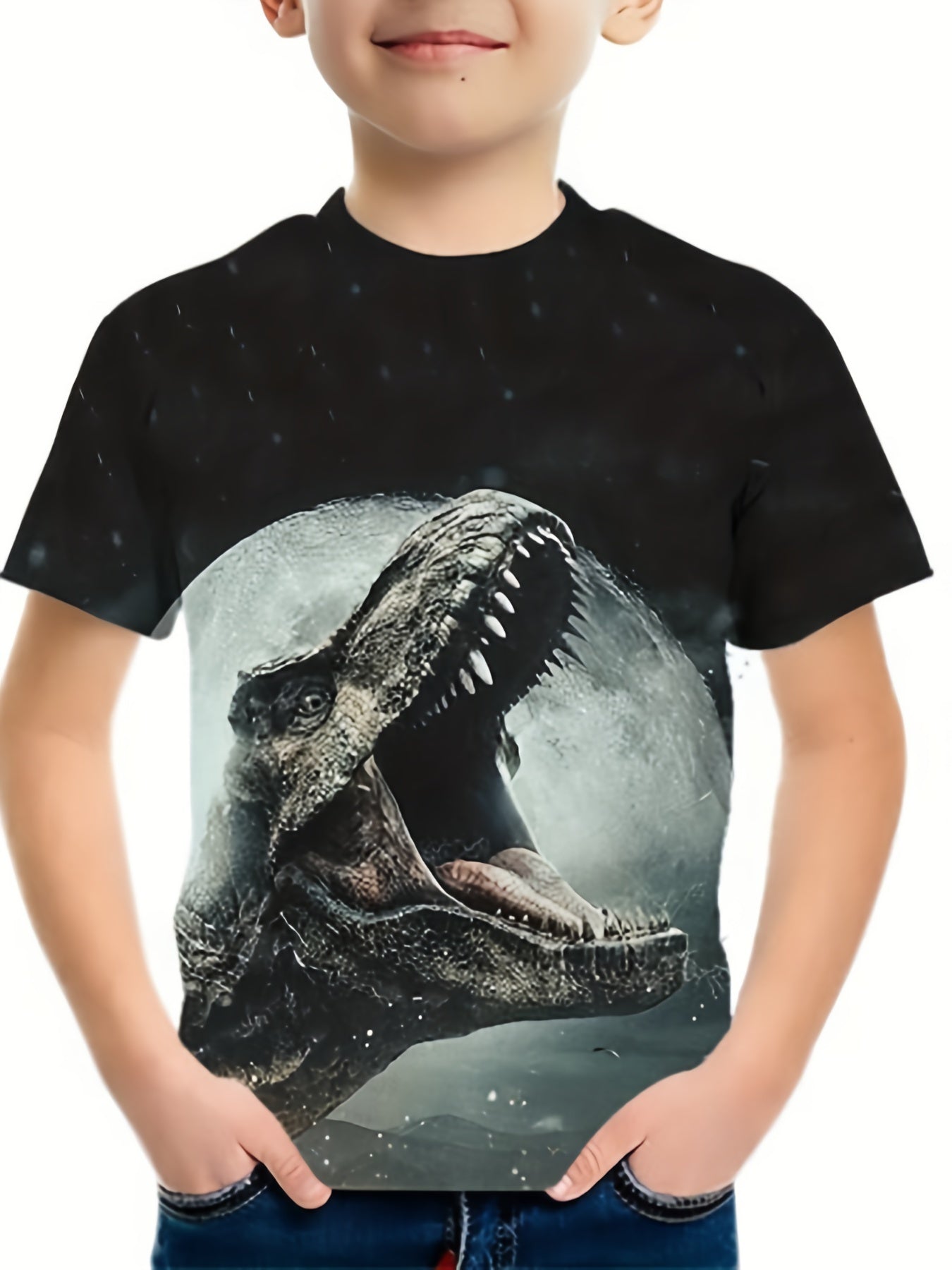 Boy's Moon & Dinosaur T shirt 3D Print Breathable Tee For Summer