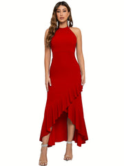 Halter Neck Maxi Dress for Bridesmaid Cocktail Party