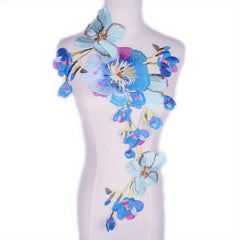Water Soluble 3D Peony Embroidered Applique Patch for Dress Skirt Wedding