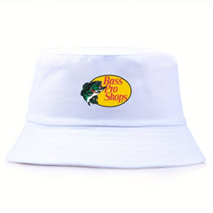 Fish Embroidery Sunshade Bucket Hat Outdoor Fishing