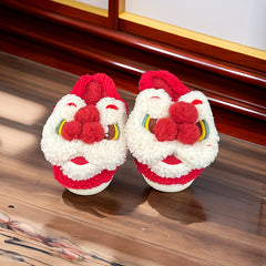 Vintage Cartoon Lion Furry House Shoes For Boys