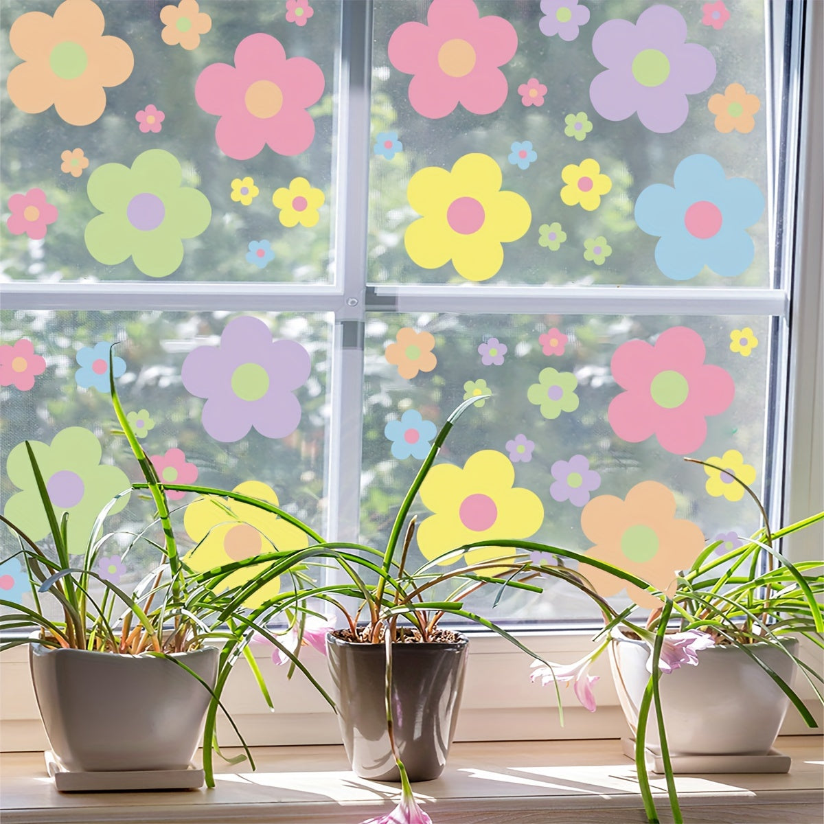 9pcs Flowers Glass Anti-collision Window Decoration Set