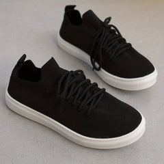 Women's Breathable Knit Sneakers Lightweight Low Top Lace Up Shoes