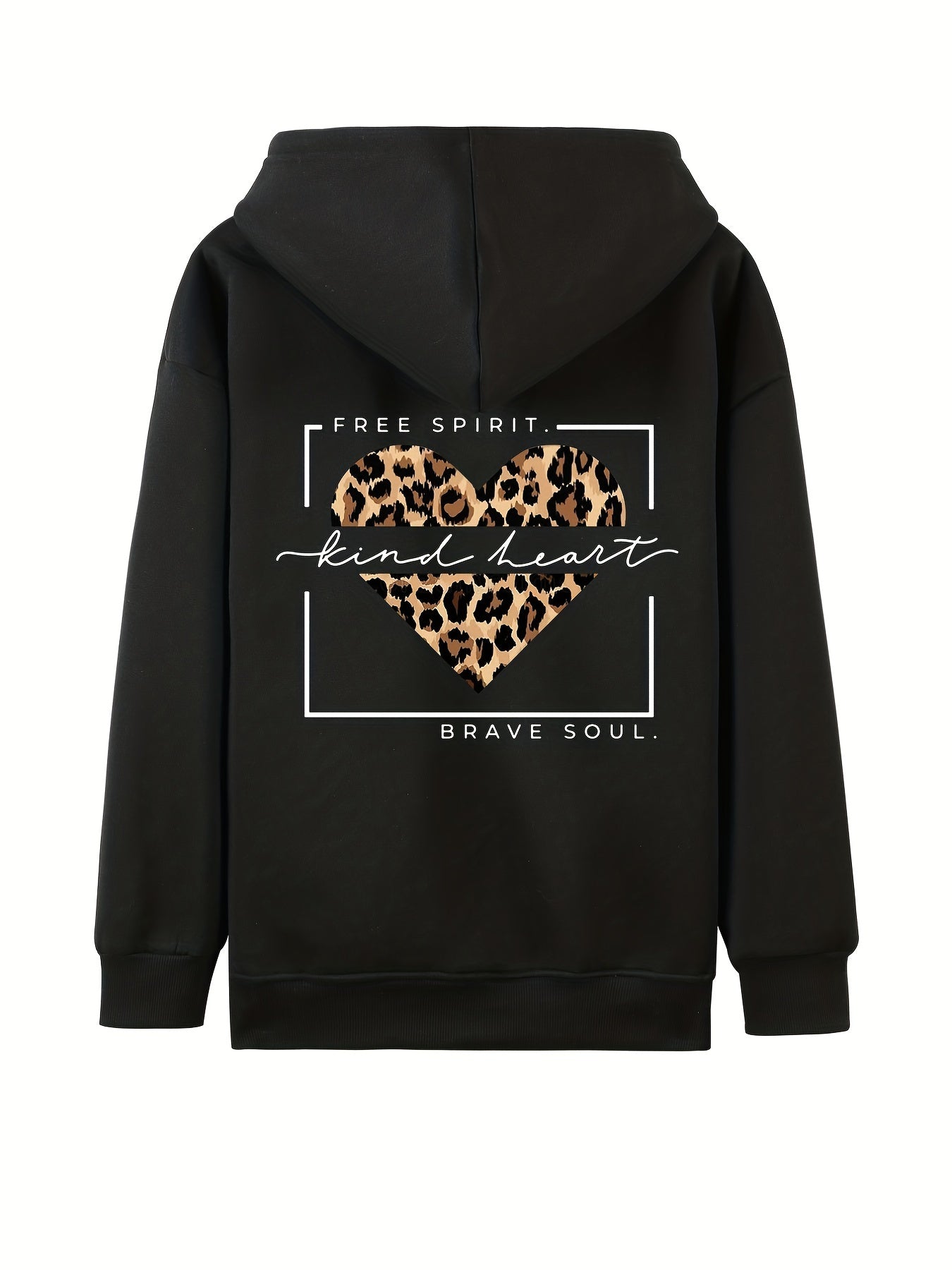 Kind Heart Print Zip Up Pocket Hoodie Sweatshirt