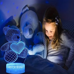 3D Bear Night Light For Kids 16 Colors Changing Remote Control