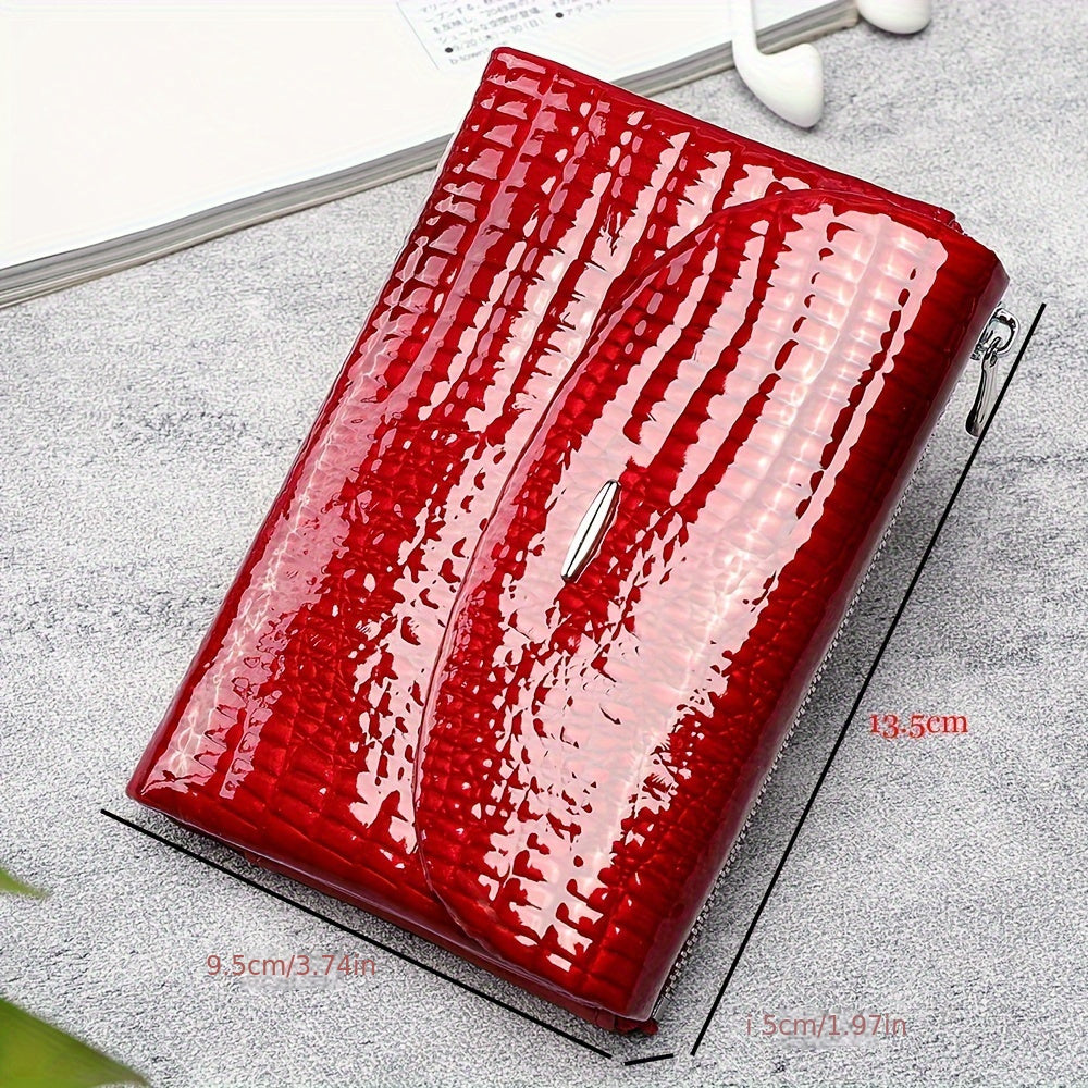 Vintage Leather Bi-fold Wallet with Zipper Closure & Flap Pocket