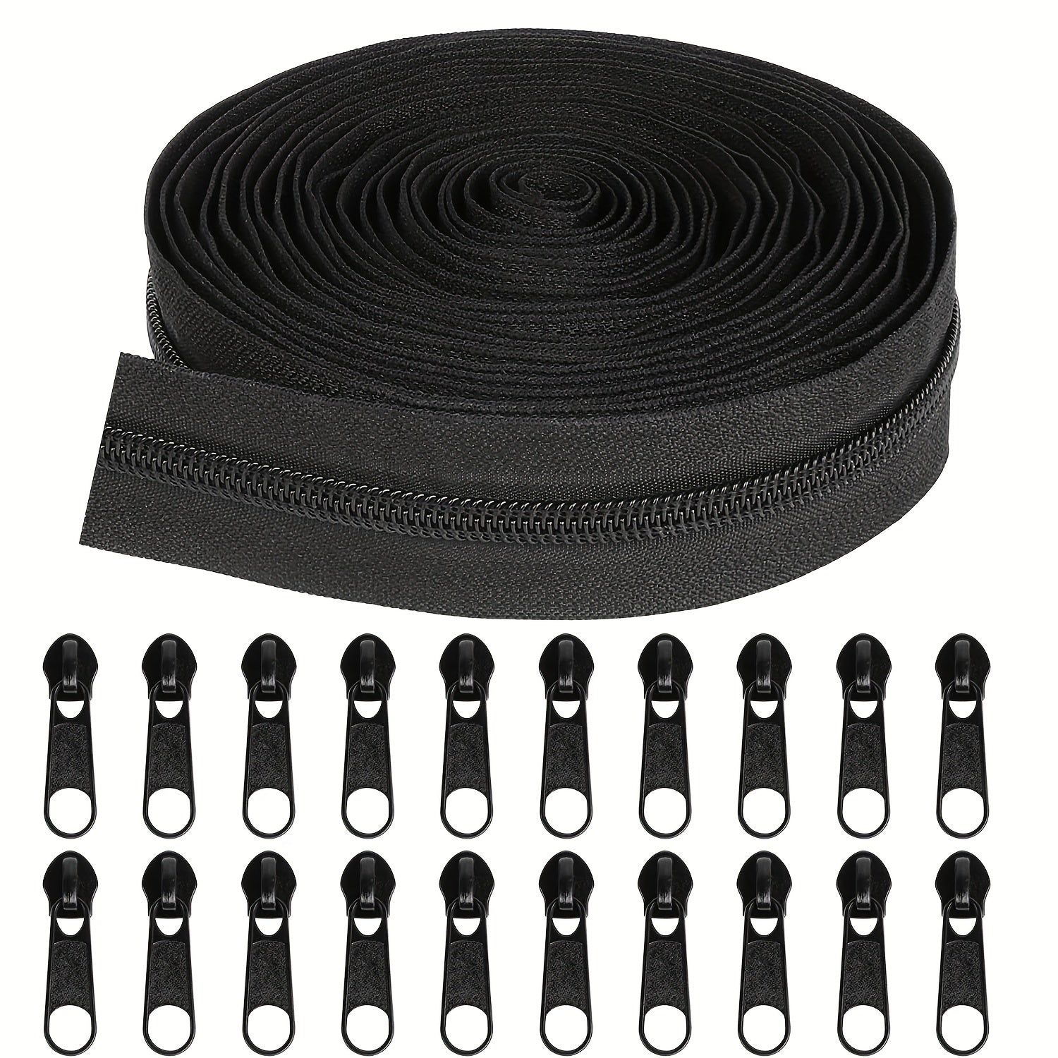 Bulk Nylon Coil Zipper By the Yards with 20pcs Sliders