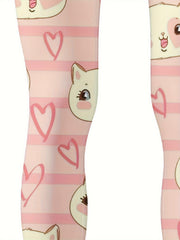 Kitty Graphic Leggings Girls Stripped Leggings Spring Fall Gift