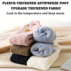 5 Pairs Winter Soft Warm Socks Cozy Fuzzy Socks With Gripper Fluffy Thick