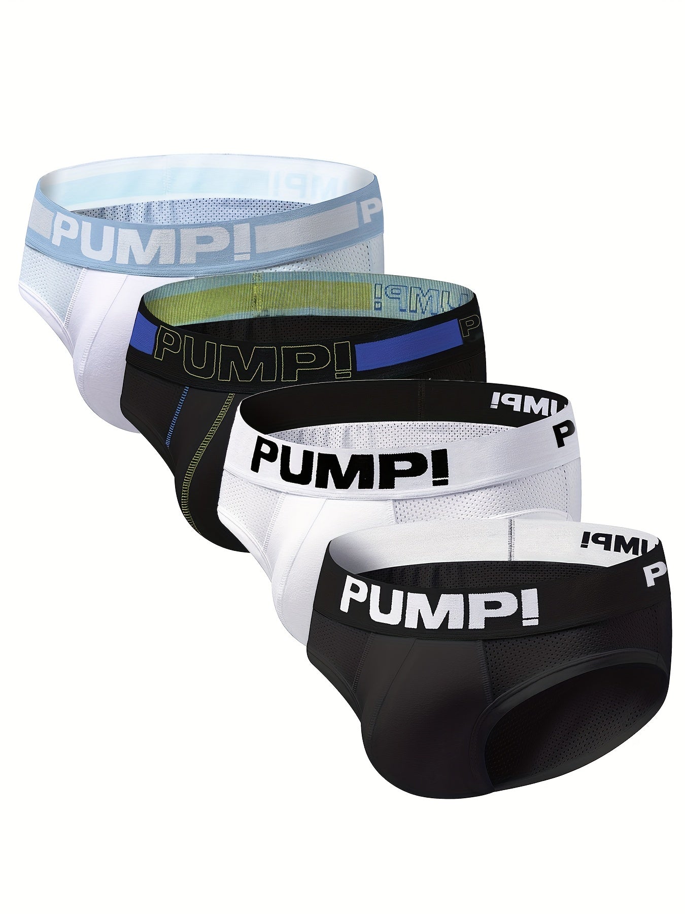 CMENIN 4Pcs Men's Mesh Sports Briefs Elastic Waist Breathable Letter Pattern