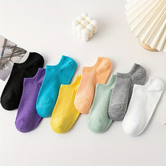 8 Pairs Solid Ankle Socks Soft & Lightweight All match Socks Women's Stockings