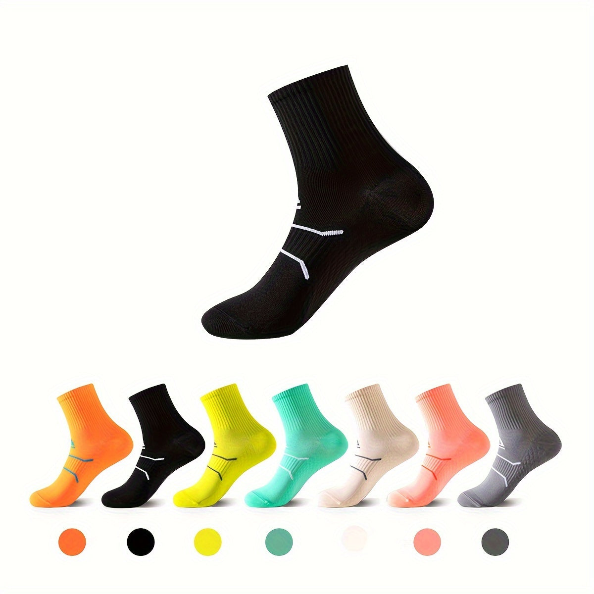Men's Mid Crew Sport Non Slip Socks Nylon Blend Breathable Athletic Socks
