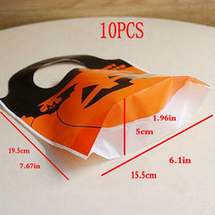 50pcs Halloween Party Gift Bag Plastic Goodie Candy Bag Pumpkin Candy Bag