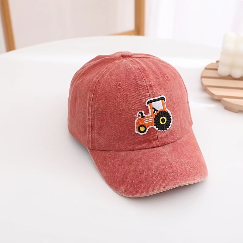 Kids Tractor Embroidered Ball Cap with Visor