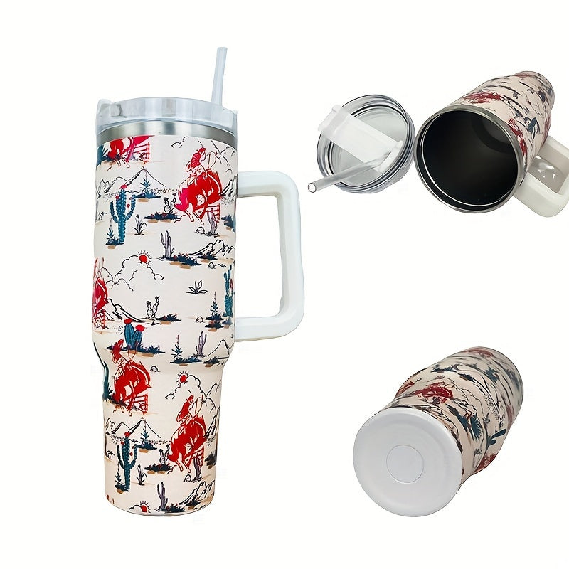 1200ml Scene Print Stainless Steel Water Bottle Leakproof Tumbler Cup