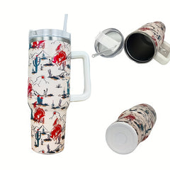 1200ml Scene Print Stainless Steel Water Bottle Leakproof Tumbler Cup