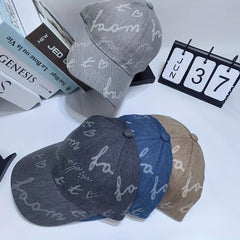Letter Print Washed Denim Baseball Cap