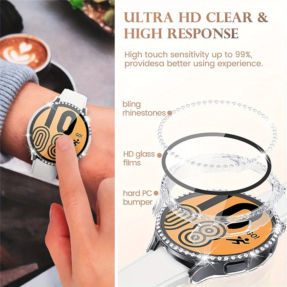 Galaxy Watch 6 40mm 44mm Rhinestone Case Bling Bumper Screen Protector Cover