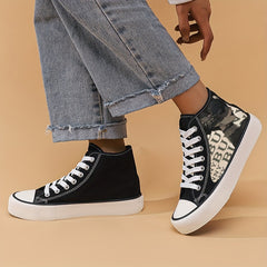 Chinese Girl Pattern Lightweight High Top Canvas Sneakers