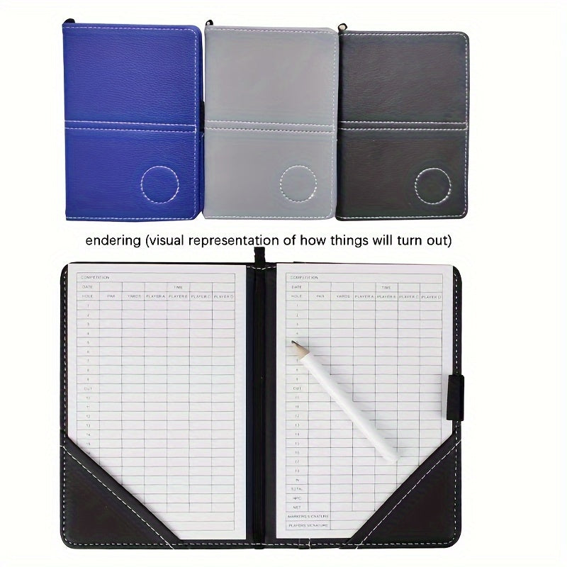 Golf Score Book Faux Leather Case Portable Ball Game Score Record Book