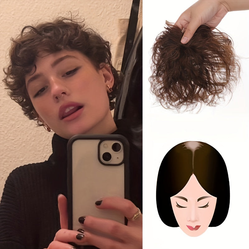 Fluffy Curly Hair Topper Synthetic Toupee Hairpiece Cover Increase Volume