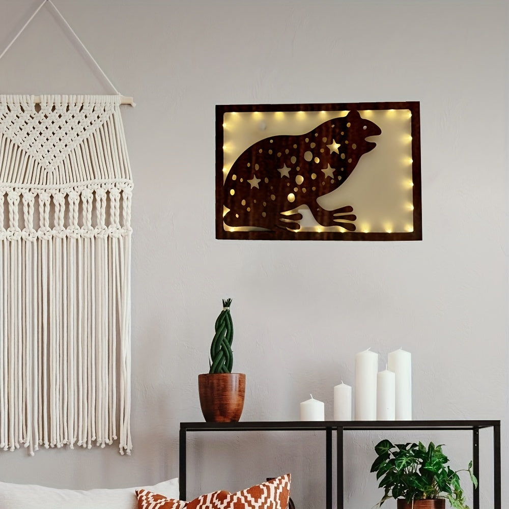 LED Frog Shape Retro Wooden Lamp Home Decoration