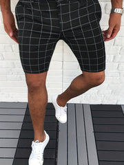 Men's Plaid Cotton Blend Shorts Casual Stretch Dress Shorts