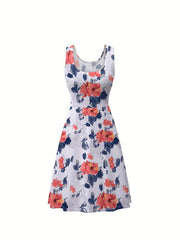Casual Floral Print Plus Size Tank Dress