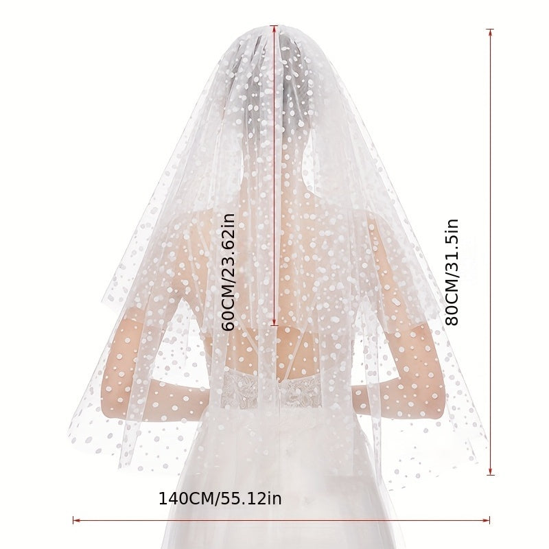 Bridal Wedding Veil Flocking Mesh Head Piece With Metal Comb