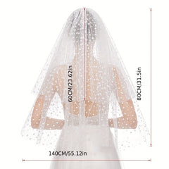 Bridal Wedding Veil Flocking Mesh Head Piece With Metal Comb