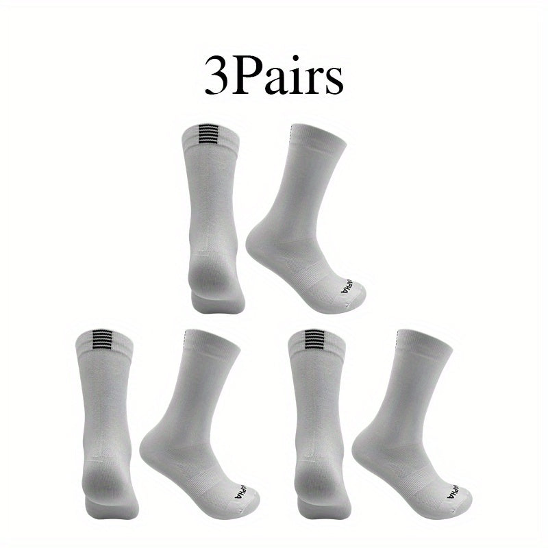 3 Pairs Mid Calf Sports Socks Breathable Sweat Absorbing