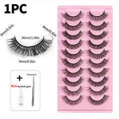 1pc DD Curling Volume False Eyelashes With Mini Glue And Tweesers