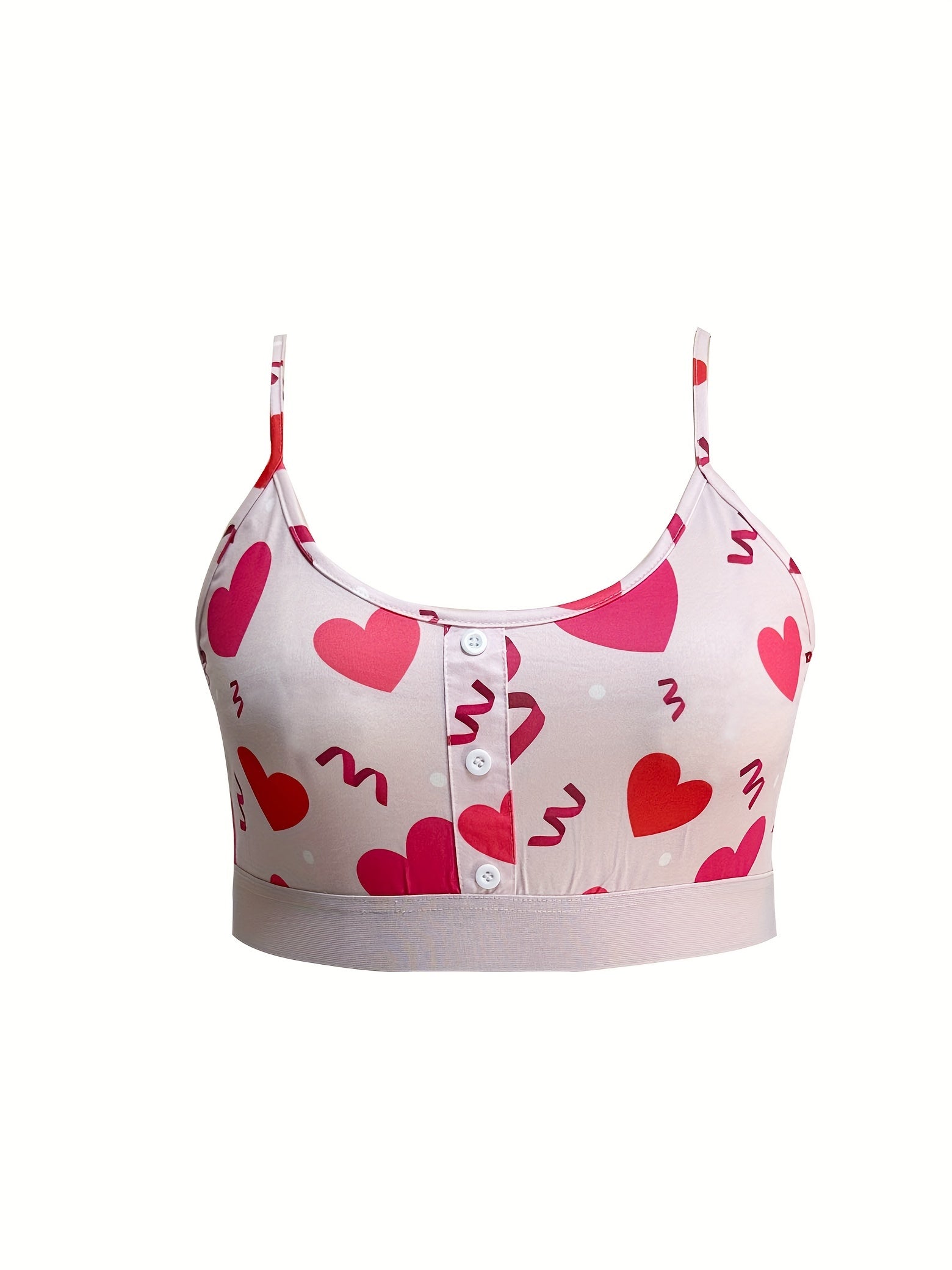 Heart Print Pajama Set Crop Cami Top & Shorts Two Piece Set