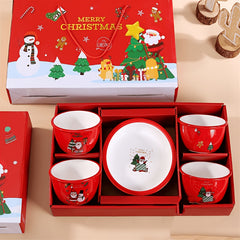 Santa Claus Ceramic Tableware Set 4 Bowls 1 Plate Great Christmas Gift