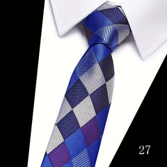 7 Men's Formal Polyester Silk Tie Checkered Necktie