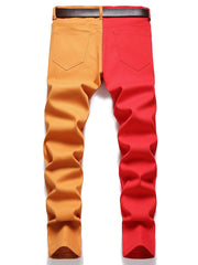 Men's Slim Fit Block Jeans Casual Stretch Street Style Jeans