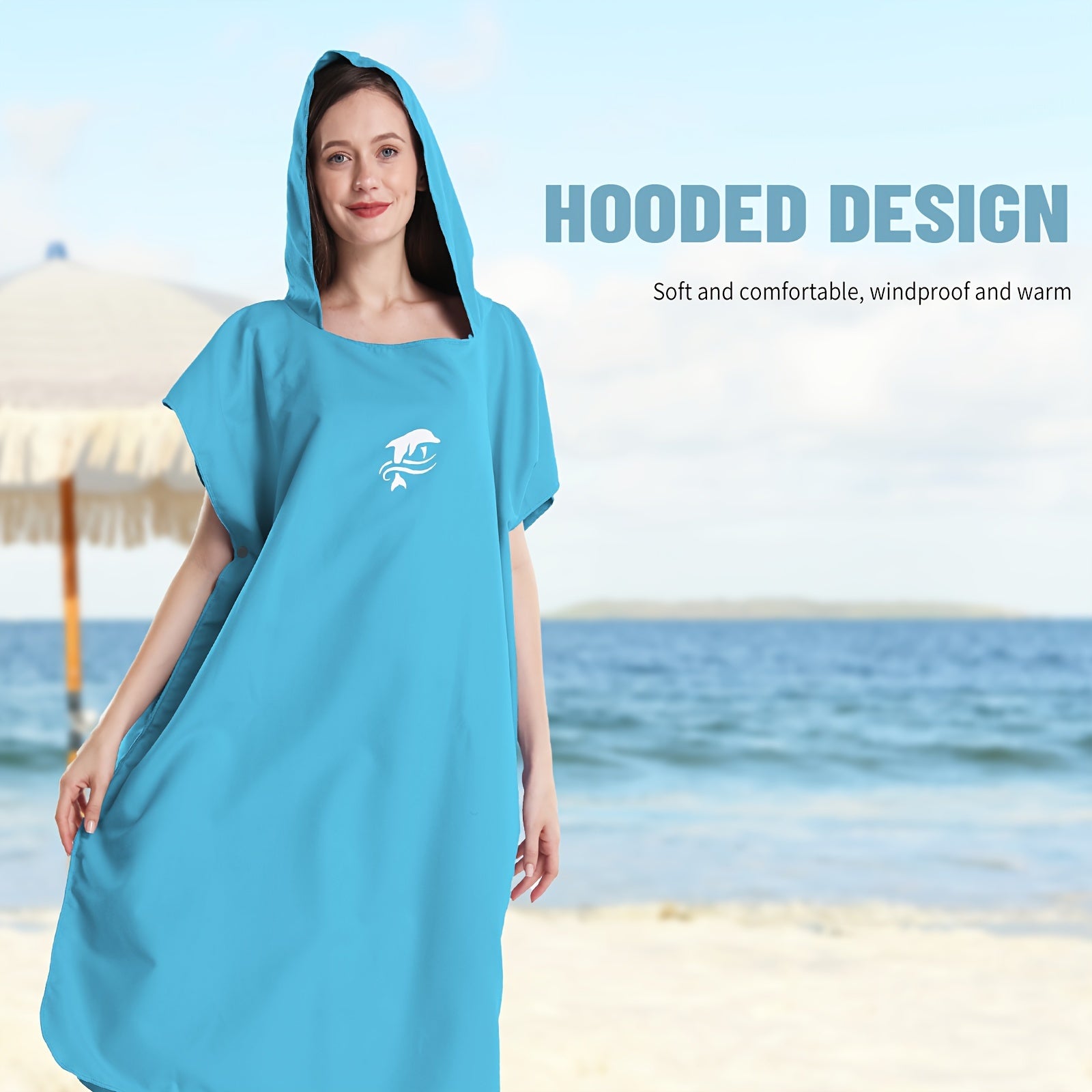 Microfiber Surf Poncho Changing Robe Towel Unisex Bathrobe