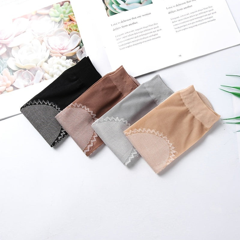 5 Pairs Thin Non Slip Socks Women's Mid Tube Stockings Comfy & Breathable