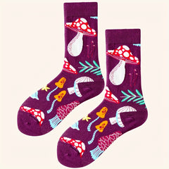 Mushroom Print Socks Novelty & Funny Women's Stockings