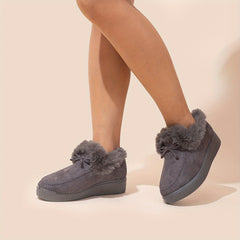 Women's Plush Lined Thermal Snow Boots Non Slip Flat Snow Shoes
