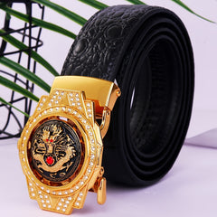 Men's PU Leather Belt For Suit Pants Trousers Jeans Automatic Buckle