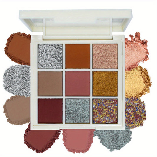 9 Color Eyeshadow Palette Matte Sparkle Glitter Satin Waterproof