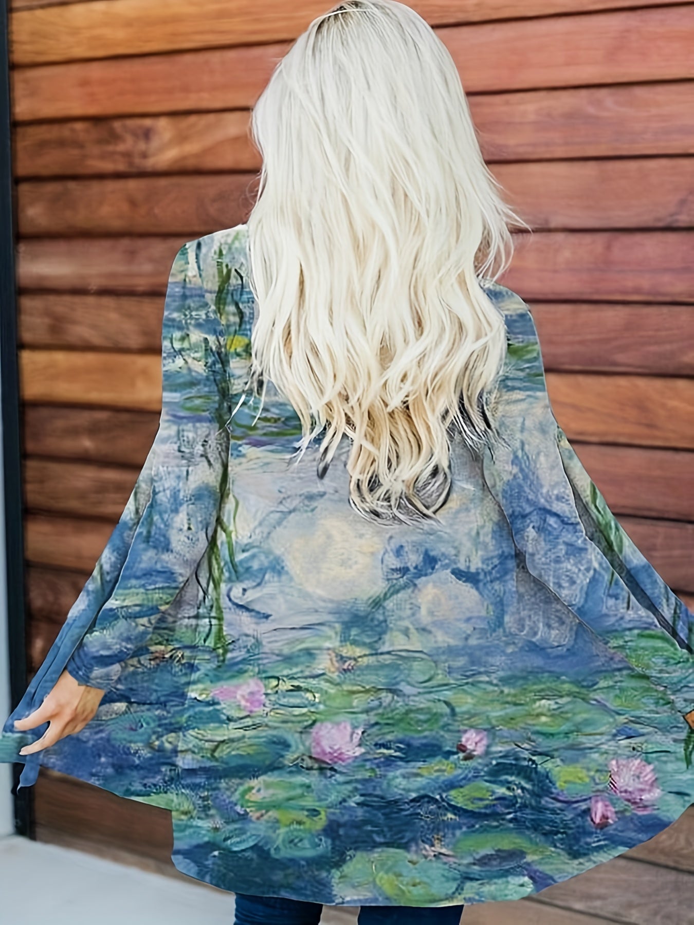 Floral Print Long Sleeve Open Front Cardigan